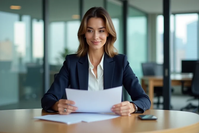 Femme professionnelle en bureau moderne et lumineux